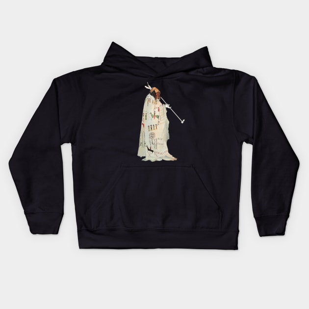 Native American Indian Portrait by Karl Bodmer Kids Hoodie by MasterpieceCafe